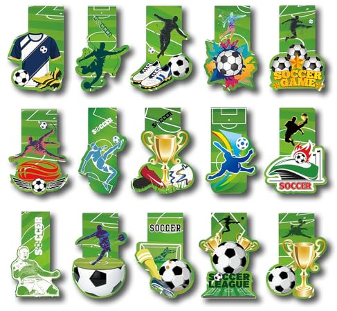 Lesezeichen Magnetisch 15 Stück Ideen Füllung Schultüte Geschenk Einschulung Junge Fussball für Kinder Mitgebsel für Kindergeburtstag für Jungen Schüler Freund Fußballfans Buchliebhaber