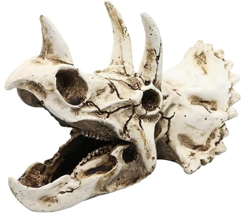 VANZACK Dinosaurierschädel-Dekoration Aquarium Deko Triceratops Versteck Für Fische Und Garnelen 7.09X4.33X3.54In Harz Zubehör Terrarien Höhle