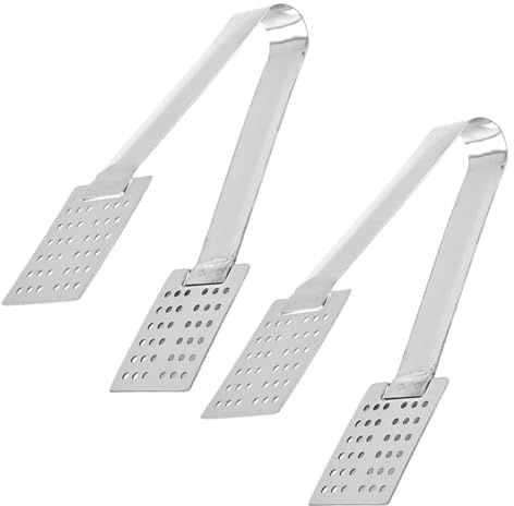 UMORDUP 2Pcs Stainless Steel Tea Bag Squeezer Tongs 14cm, Tea Bag Holder Strainer Clip for Kitchen & Home
