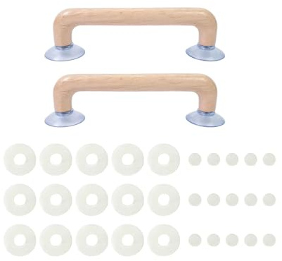 UxicRuya Juego de 2 Soportes para Reglas con Ventosa, Reutilizables Y Portátiles, Fabricados en Madera con Almohadillas Antideslizantes, Patchwo