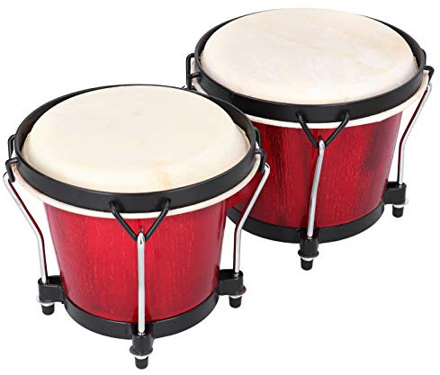 Xiuganpo Wood Bongos Djembe Percussion Instrument, Hållbar Rytmleksak för Barn, Pedagogisk Musikleksak för Barn, Red Wood Bongos för Träning