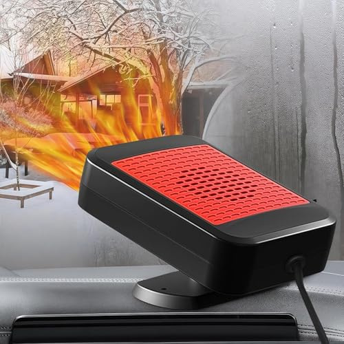 Chauffage de voiture, 12 V 200 W, chauffage portable de voiture rotatif à 360°, ventilateur de chauffage et de refroidissement 2 en 1, désembuage, dégivreur à brancher sur allume-cigare pour SUV et