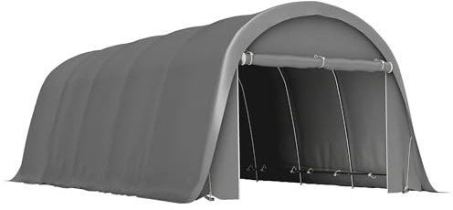 Outsunny Carport Tente de Garage 3,6 x 7,2 m Parois Amovibles Gris Foncé