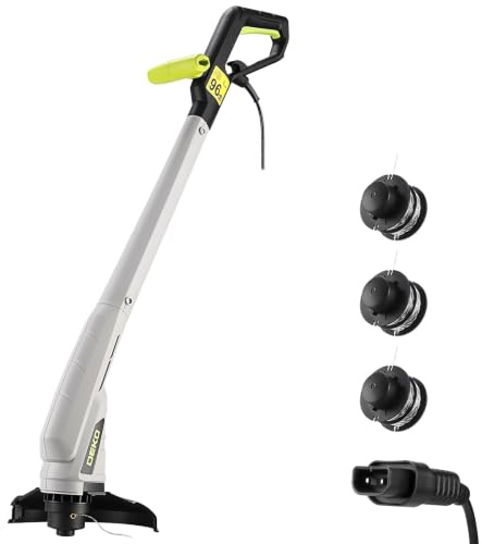 DEKOPRO 250 W trådbunden kantklippare: 23 cm dubbeltrådig elektrisk borstklippare, automatisk matning, med 3 trådspolar, för gräsmattor, trädgårdar och ogräs