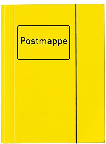 VELOFLEX - Postmappe VELOCOLOR DIN A4 aus Karton, Gelb | Eckspannermappe, Sammelmappe, 3 Einschlagklappen, Gummizugverschluss, glanzkaschierter Karton, Lederoptik