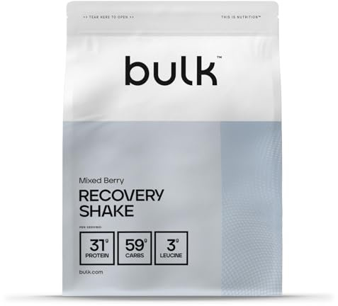 Bulk Recovery Shake, boisson protéinée au maïs cireux et au lactosérum, baies mélangées, 2,5 kg, l'emballage peut varier