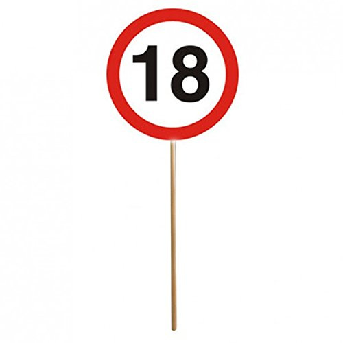 12er Set 18. Geburtstag Mini Schilder Verkehrsschilder mit Stab Deko