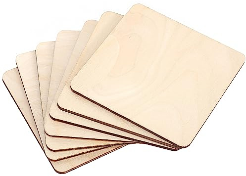 Creative Deco 10x Quadratische Untersetzer Holz für Gläser 100 x 100 x 3 mm | Glasuntersetzer Set Holzplättchen Bemalen Basteln | Perfekt für Decoupage, Brandmalerei, Laserschnitt, Modellierung
