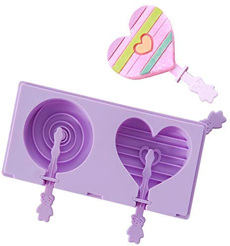 Xrten Popsicle Molds,Enfants Moules Glace Pourpre Cercle Popsicle Maker et Coeur avec Popsicle Stick