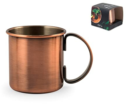 H&H Mug Cocktail in Acciaio Inox 18/10, Colore Rame, 500ml