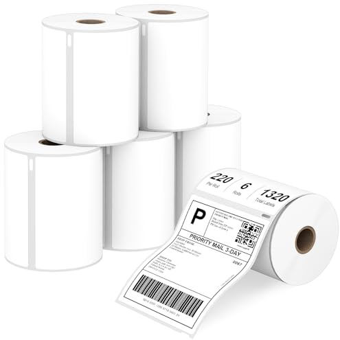 Anylabel Compatible 4 x 6 Direct Thermal Label Replacement for DYMO 1744907 Postage Address Shipping Compatible with Dymo 4XL, Rollo & Zebra Printer Permanent Adhesive (6 Rolls, 220 Labels/Roll)