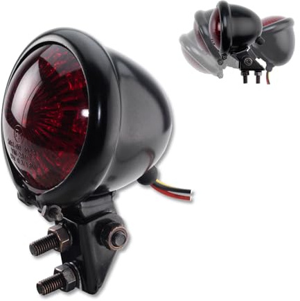 Motorcykel LED bakljus bromsljus Bates Style svart rött glas E-testad Custom Cafe Racer