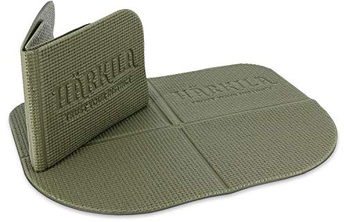 Härkila wasserdichtes faltbares Outdoor Sitzkissen in Oliv - Isolierende Sitzunterlage < 35 cm wasserfest - Leichte Sitzmatte Thermo für Stadion und Bank