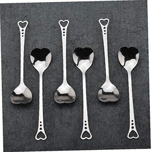 Casecover Stainless Steel Spoon Portable Metal Coffee Teaspoon Love Heart Shaped Wedding Party Gift Dinnerware for Kitchen 1pc