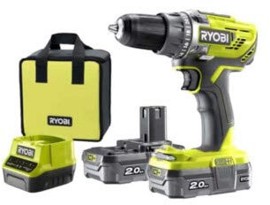 Bohrschrauber Ryobi 18 V OnePlus 2 Akkus LithiumPlus 2,0 Ah – Schnellladegerät 2,0 Ah R18DD3-220S