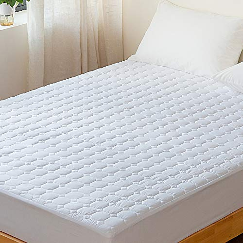 Kono Quilted Mattress Protectors Single Extra Deep Ultra Soft Breathable Fitted Bed Cover with Elasticated Skirt (Single), White
