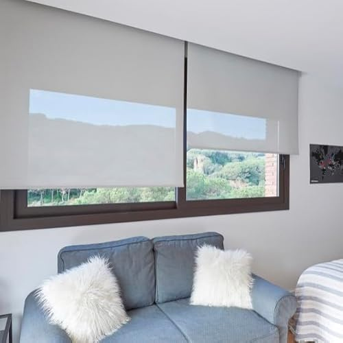 STOR PLANET | Tenda a rullo Screen per Interni, Tenda Termica Isolante Cucina, Soggiorno, Studio... Tende Finestre di Grandi (fino a 200 cm) e Porte (fino a 250 cm altezza) | Grigio, 140x180cm