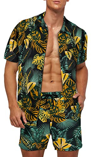 AOTORR Men's Red Floral Summer Tracksuit Set - Adult Men's Casual Outfit