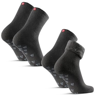 DANISH ENDURANCE Halkskyddade Värmesockor 2-pack, Grå,