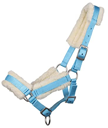 ARBO-INOX Fohlenhalfter mit Kunstfell Halfter 3-Fach verstellbar (Shetty Fohlen, Hellblau)