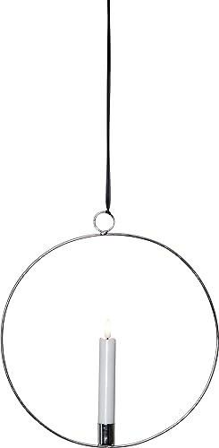 EGLO LED Weihnachtsdeko Kerze mit Deko Ring Hängedekoration | Weihnachten mit Timer, Fenster Kerzenring hängend aus Metall in Silber und Echtwachs, batteriebetrieben, warmweiß, Ø 28,5 cm