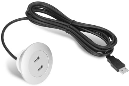 Sofa Dual USB Ladebuchse, Einbau Power Hub, ABS Material, 2,5 M Langes Kabel, Geeignet für Den Heim und Bürogebrauch(Silber)