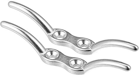 X AUTOHAUX 2Pcs 4 Inch Stainless Steel Flagpole Cleat Hook Boat Deck Cleats