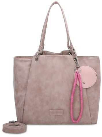 Fritzi42N Vintage Shopper Kunstleder Damen Handtasche Umhängetasche Festival City vegan abnehmbare Tasche Vintage-Waschung 33 x 45 x 18 cm – Schwarz, Rosa, Braun, Grün, Grau, Pink, Blau, Curry
