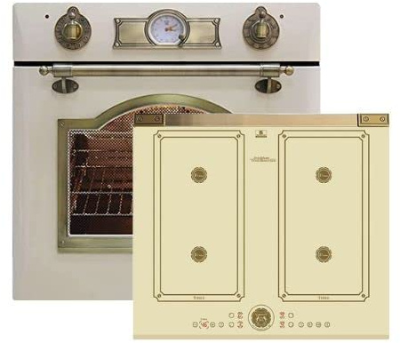 Kaiser EH 6355 ElfEm Eléctricos Horno empotrado 67L /8 funciones/horno retro/8 funciones/autosuficiente+ KCT 6745 ElfAD placa de inducción retro, 4 QickHeat