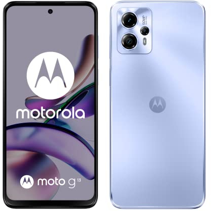 Motorolo moto (g13, 6.5 Inch 90 Hz HD+ Display, 50 MP Quad Pixel Camera, Dolby Atmos Stereo Speakers, 5000 mAh Battery, TurboPower Charging, 4/128 GB, Dual SIM), Lavender Blue (Renewed)