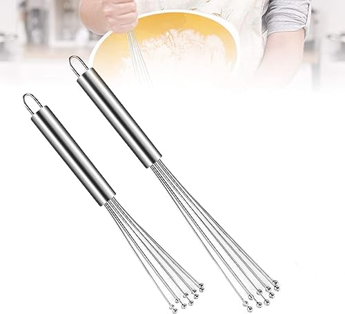 2 Pezzi Frusta per Cucina, Set Di Fruste per Cucinare, Set Di Sbattitori per Uova, Frullino a Mano, Set di Frusta per Uova in Acciaio Inox 10 Pollici e 12 Pollici, per Cucinare e Mescolare