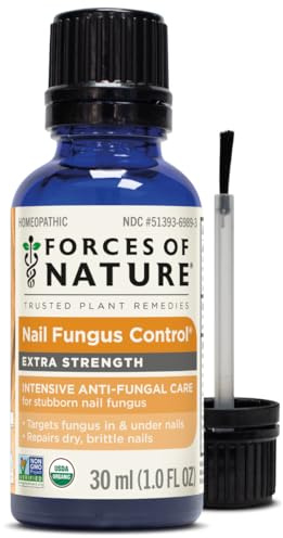 Forces of Nature Toenail Nail Fungus Treatment Extra Strength, Organic Antifungal Restores Appearance of Toenails and Fingernails, Homeopathic Medicine for Cracked, Dry and Damaged Nails, 1.0 FL OZ