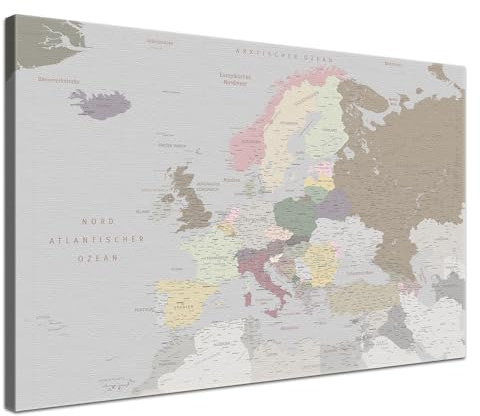 LANA KK Europakarte Pinnwand Leinwand Light Deutsch 60 × 40 cm