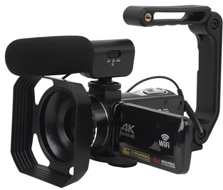 Jectse Caméscope vidéo 4K, caméra numérique avec Support, Microphone et Support, 56M 4K 30FPS IR Nuit, Zoom 18X, écran Tactile IPS 3,0 Pouces, caméra Professionnelle de vlogging