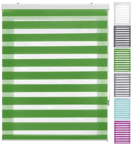 Doppelrollo ohne Bohren 95 x 300 cm lichtdurchlässig & verdunkelnd Duo Rollo Klemmrollo inklusive Montagematerial für Fenster & Tür, Grün