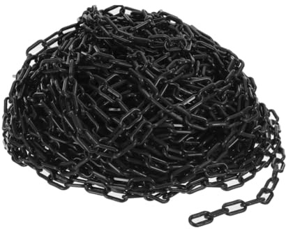 20 Meter 8 MM Thickness Plastic Chain - Black | Durable Plastic Barrier Chain | Safety Chain for Crowd Control, Construction Sites, Hazardous Areas, Decorating