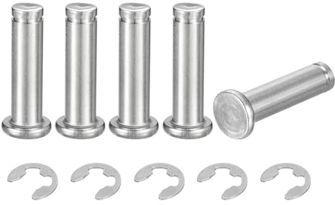 QUARKZMAN 5 Stück M8x30mm Zylinderstifte 304 Edelstahl Stift Zylindrischer Wellensicherungsring, Flachkopf gerillter mit E-Clip Sicherungsring, Silber