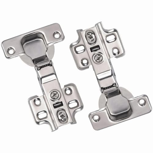 Cerniera per porta dell'armadio da cucina, 2 pezzi, 35 mm, mezza sovrapposizione, chiusura morbida, cerniere standard di smorzamento, per bagno, camera da letto, armadio (spessore ideale della tavola