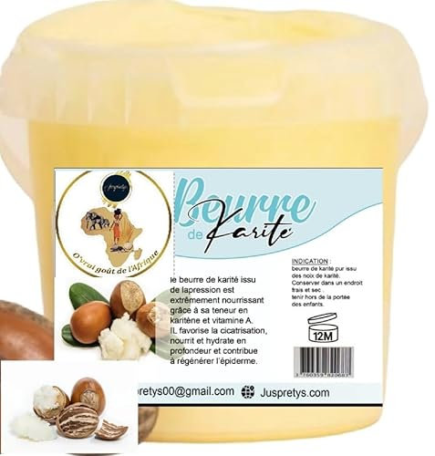 Pur Beurre de Karité BIO non raffiné - 400g - Origine Cote d'Ivoire - Garanti Sans Additifs - Hydratant visage & Corps - Soin cheveux - Raw Shea Butter Organic O' vrai saveur d'Afrique