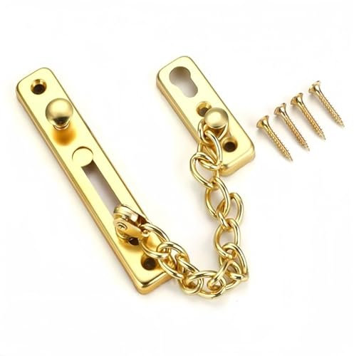 Door Security Chain Lock, Stainless Steel Anti-Theft Internal Front Door Safety Latch, Sliding Bolt Bolt Guard Safety Lock, Security Private Door Lock with 4 Screws for Home Apartment Hotel Bedroom