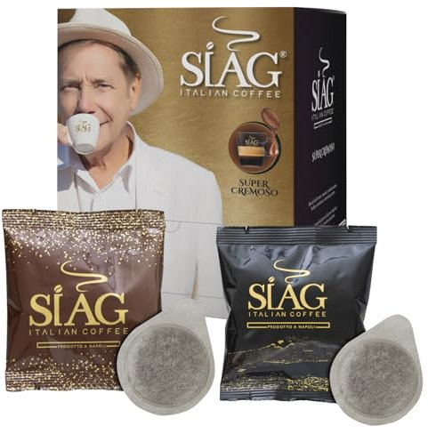 Siag Caffè - Kit Degustazione 100 Cialde Caffe + Kit Accessori, Sistema ESE44mm, Cialda Compostabile, Caffe Cialde 7,3g, Miscela Oro Cremoso e Oro Nero