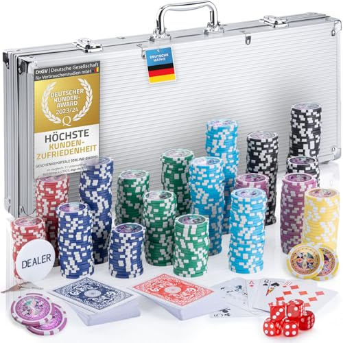 GOODS+GADGETS® Pokerset 500 Chips – Komplett med Låsbart Aluminiumfodral