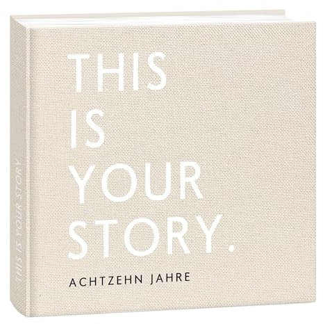 mintkind Erinnerungsbuch Baby bis 18 Jahre - Beige Leinen, Geburtstagsbuch zum Eintragen, Geschenk zur Geburt für bleibende Erinnerungen