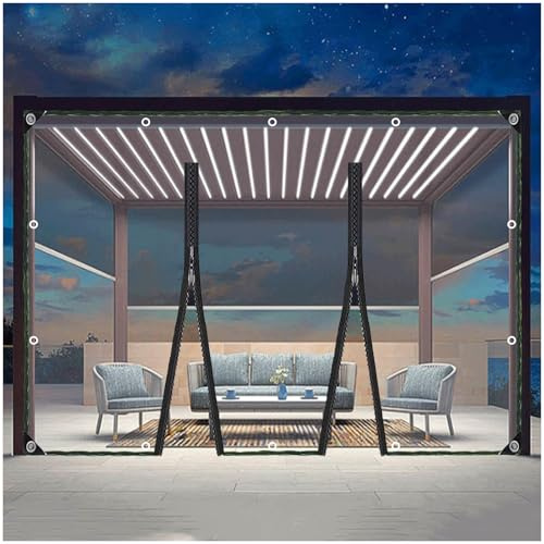Bâche Pvc Transparente Imperméable Avec Fermeture Éclair, Rideau De Bâche Extérieur Avec Œillets, Bâche Robuste 0.3mm, Panneaux Latéraux De Bâche De Gazebo Pergola Clairs,WxH-3.2x2.2m/10.5*7.2ft