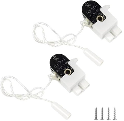 Prmape 2 interruttori a tirante 2 x 2 A 250 V, interruttore a cavo con cordino, mini interruttore per lampada da bagno, lampada da parete