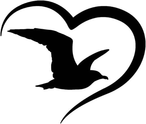 Samunshi® Herz mit Möwe Aufkleber für Auto Motorrad Helm Fahrrrad Notebook Tablet Autoaufkleber Sticker Heartbeat EKG Motorradaufkleber Silhouette 10 x 8,4cm schwarz
