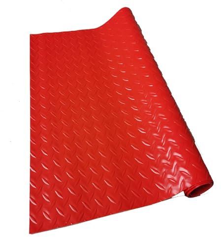 Garagen-Bodenmatte, PVC-Gummi Garagengummibodenbelag, Garagen-Gummibodenbelag für große SUV, MPV, Pickup-Truck,Rot,0.5×3m