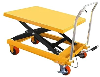 PLMNBQWE Table élévatrice hydraulique Manuelle à Plateforme avec Roues et Ciseaux, Hauteur de Levage de 124 cm, capacité de 140 kg, pour la manutention de matériaux