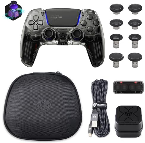 HEXGAMING ULTIMATE PRO Gaming Controller Compatible with ps5/PC/Mobile - 4 Back Buttons, 6 Profiles, Adjustable Triggers, 8 Swappable Thumbsticks - Hall Effect Explorer Black & Carrying Case