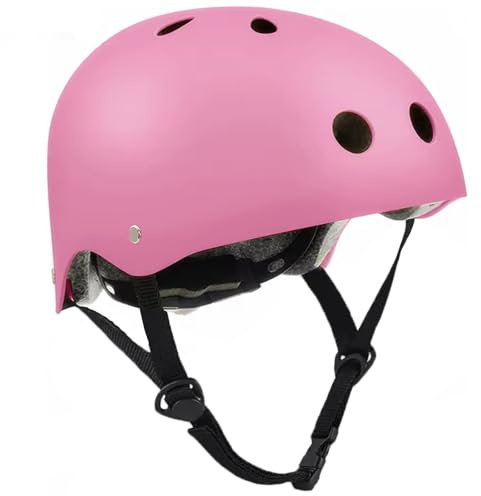 Ease Skaterhelm Fahrradhelm, Skateboarding Helm, Atmungsaktiv, Sicherheit, leicht Radhelm mit Verstellbarer Kinnriemen für Fahrrad Skateboard Scooter BMX Kind Erwachsene (Rosa, M)